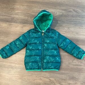 Little boy’s dinosaur puffer jacket